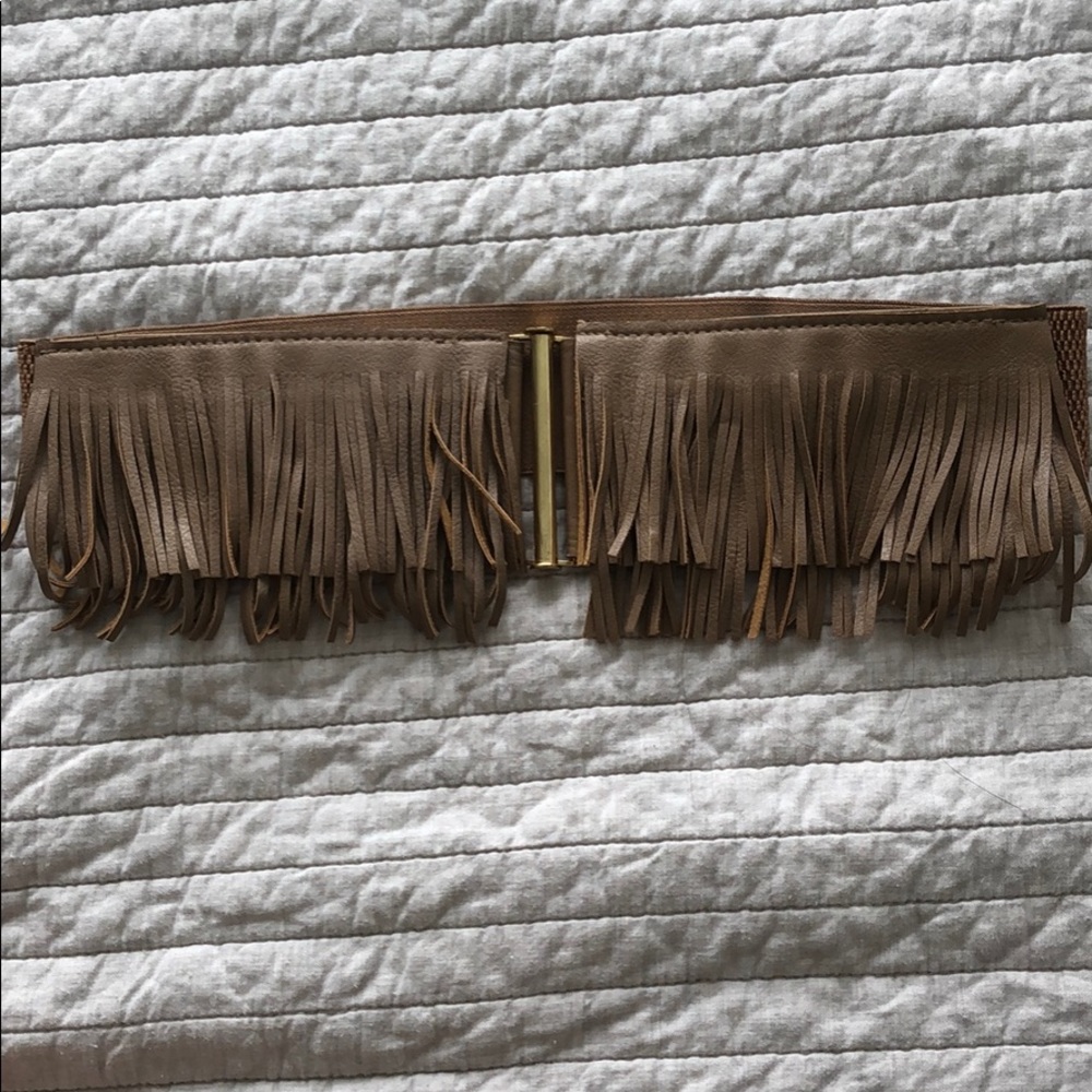 Tan leather tassel belt